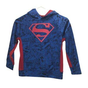 Superman Sweatshirt Red Blue Graphic Hoodie Boy Girl Youth 6 7 Small Pullover
